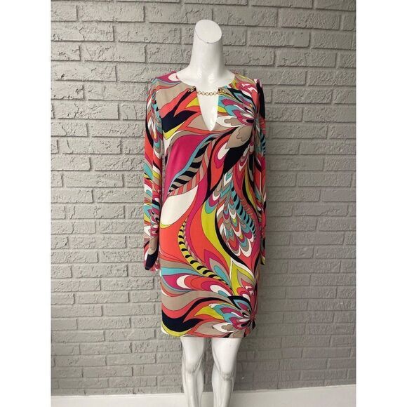 Trina Turk Multi Color Sheath Cocktail Dress Size 0 - Picture 2 of 10